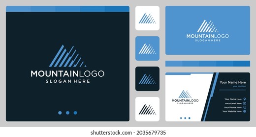 Kreatives Berglogo abstrakt mit Logo-Design der Linie. Premium-Vektorgrafik