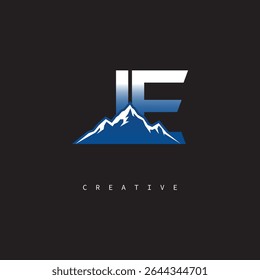 IE Creative Mountain Logo Bold Gradient Letter mark Branding Design for Business Outdoor Brands
