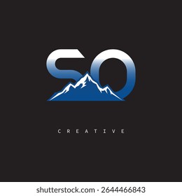 SO Creative Mountain Logo Bold Gradient Letter mark Branding Design for Business Outdoor Brands