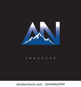 AM Creative Mountain Logo Bold Gradient Letter mark Branding Design for Business Outdoor Brands