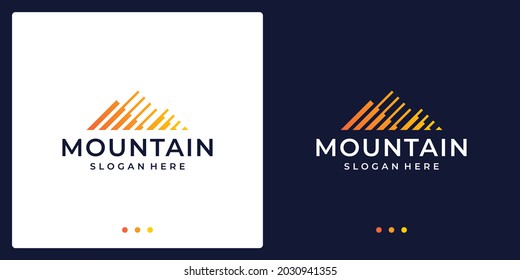 Creative mountain logo with line. symbol for modern marketing, analytic. Premium Vector