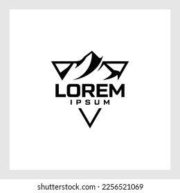 Creative mountain logo with line. symbol for modern marketing, analytic. Premium Vector