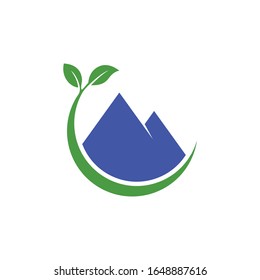 Creative mountain and natural leaf icon design vector