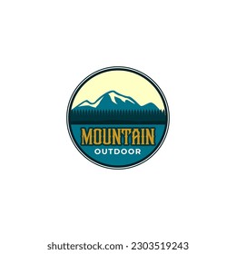 Creative mountain outdoor logo design vector illustration idea