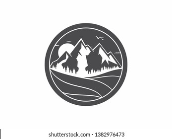 creative mountain and sea design logo 