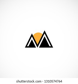 Creative Mountain Sun Letter M Vector Logo Designs