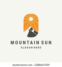 creative mountain sun logo with abstract logo design