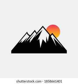 Creative Mountains Sunrise Logo Design Symbol Illustration
