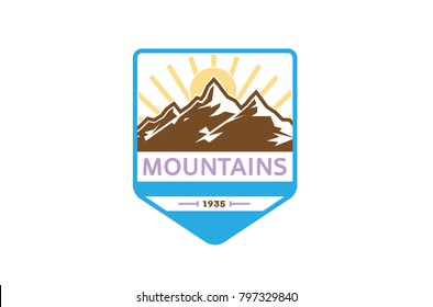 Creative Mountains Sunrise Logo Design Symbol Illustration
