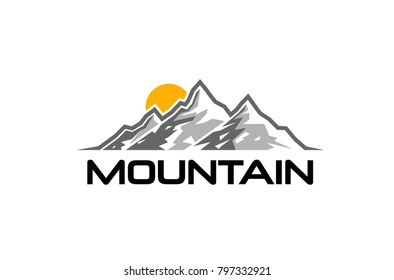 Creative Mountains Sunrise Logo Design Symbol Illustration