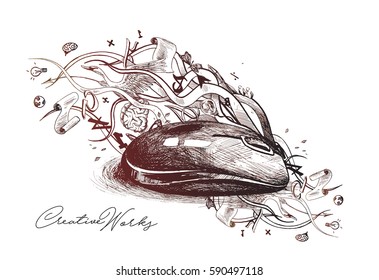 Creative Maus Design Illustration Konzept für kreative Arbeit - Handgezeichnete Sketch Vektorillustration Illustration.
