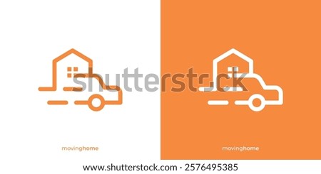 Creative Moving Home Logo. Home and Car Graphic Icons. Home Rent Loan Mortgage Property Logo Design Template.