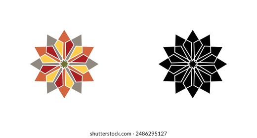 Creative mozaic floral logo design with modern style , premium vector