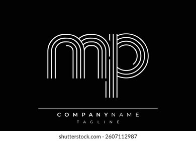 Creative MP lines letter logo design. A simplistic and elegant abstract logo design with linear patterns and initials, suitable for contemporary branding.