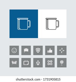 Creative Mug Line Icon mit Bonus Icons. 