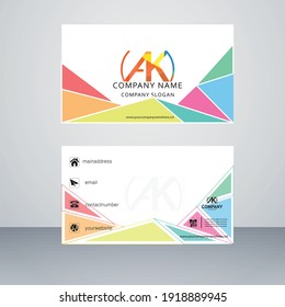 Creative multi colour shapes business card design