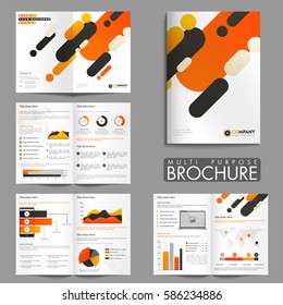 Creative multi purpose eight pages Brochure set with different statistical infographic elements for Business Annual Reports, Cover Design and Presentations.