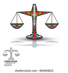 Creative multicolor and black and white logo and brandbook elements with libra