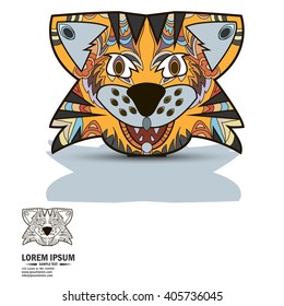 Creative multicolor and black and white logo and brandbook elements with tiger