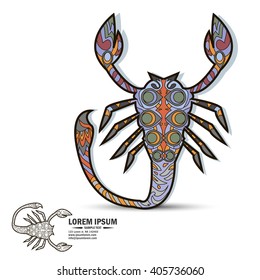 Creative multicolor and black and white logo and brandbook elements with scorpio