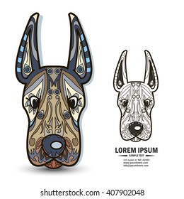 Creative multicolor and black and white logo and brandbook elements with dog