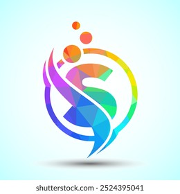 Polygonaler Buchstabe S mit dem swoosh, biotech Logo Design Konzept. Logo für Wissenschaftstechnologie
