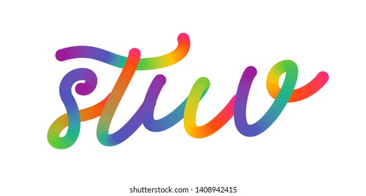 Creative multicolor letters s, t, u, v logo design vector template. Rainbow cursive font isolated on white background. Vector of stylized colorful typography.
