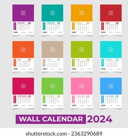 Creative Multicolor Wall Calendar Design 2024