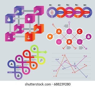 Creative multicolored diagrams set