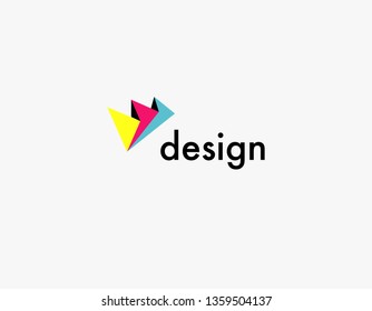 Creative multi-colored logo folded paper print CMYK for a company