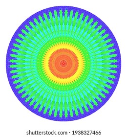 Creative multicolored points round symbol. Abstract symmetrical logo. Mosaic colorful beautiful beads. Circle dots modern pixel floral art icon. Colored pattern ornament wheel decorative illustration.