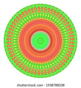 Creative multicolored points round symbol. Abstract symmetrical logo. Mosaic colorful beautiful beads. Circle dots modern pixel floral art icon. Colored pattern ornament wheel decorative illustration.