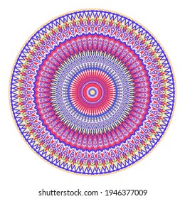 Símbolo de redondeo de puntos multicolores creativos. Resumen del logotipo simétrico. Bellas perlas de colores mosaicos. El círculo marca un icono de arte floral de píxel moderno. Ilustración decorativa de la rueda adornadora de patrones de color.