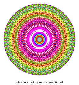 Creative multicolored squares round symbol. Abstract symmetrical logo. Mosaic colorful beautiful squares. Circle modern squares floral art icon. Colored pattern ornament wheel decorative illustration.