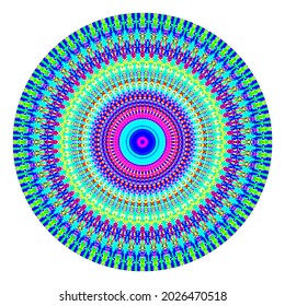 Creativo símbolo de redondeo de cuadrados multicolores. Resumen del logotipo simétrico. Coloridas plazas bellas de mosaico. Círculo de cuadros modernos icono de arte floral. Ilustración decorativa de la rueda adornadora de patrones de color.
