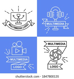 Creative multimedia logo design set