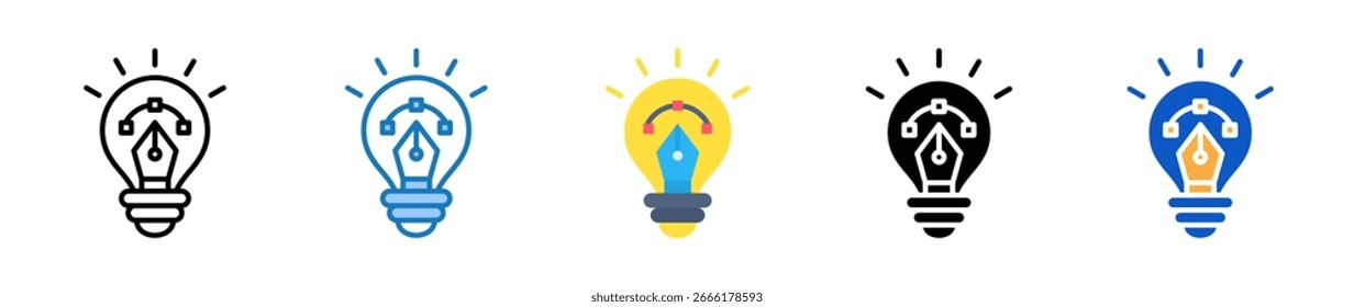 Ícones criativos de vários estilos definem a ilustração do vetor de design.