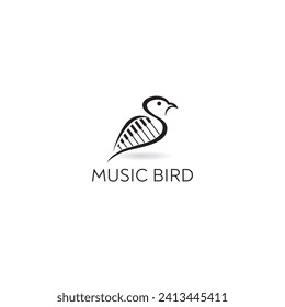 creative music bird vector logo