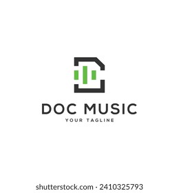 Vector de diseño de plantillas de logotipo de documentos de música creativa