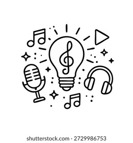Creative music elements and symbols illustration
