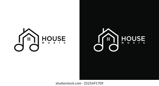 Creative music house logo design, music home studio. Premium Vector