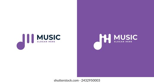 Creative Music Logo. Abstract Letter M Initial and Musical Note Symbol with Modern Style. Audio Icon Symbol Vector Design Template.