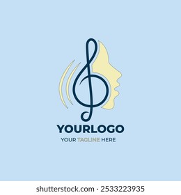 Creative  Music Logo Blue Background