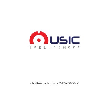 creative music logo design, with creative M
    combination.