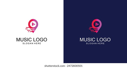 Creative music logo design with unique concept ,premium vector