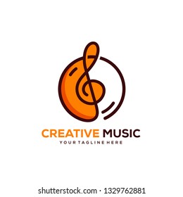 creative music logo designs with minimalist circle designs concept