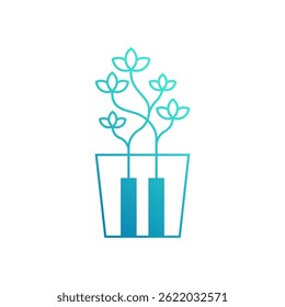 Creative Music and Nature Symbol with Stylized Piano and Plants