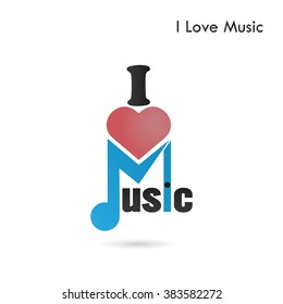 Creative music note abstract vector logo design. Musical creative logotype symbol. I love music concept. Vector illustration