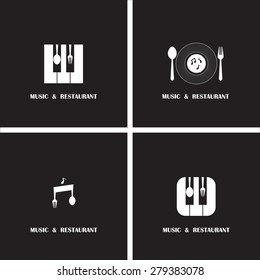 Creative Music and Restaurant icon abstract logo design vector template. Corporate business creative logotype symbol.Vector illustration