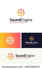 Creative Music Sound Wave Engine Engineer Logo Design Branding Template